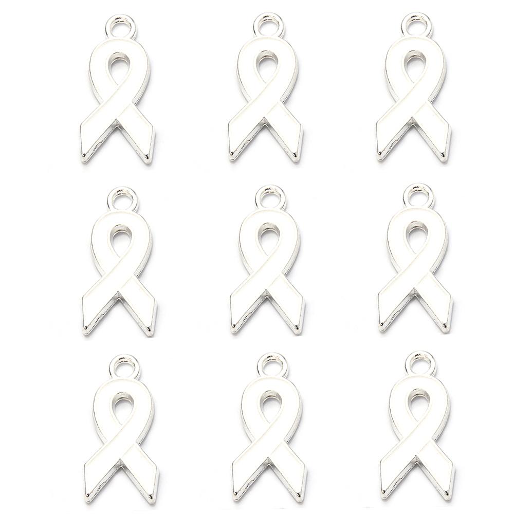 10pcs/lot Ribbon Enamel Charms Breast Cancer Awareness Pendants For DIY Necklace Earring Bracelet Jewelry Making Handmade