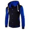 Men's Slim Fit Baseball Jacket Casual Sports Hooded Fleece Lined Button Pullover Sweatshirt With Pocket