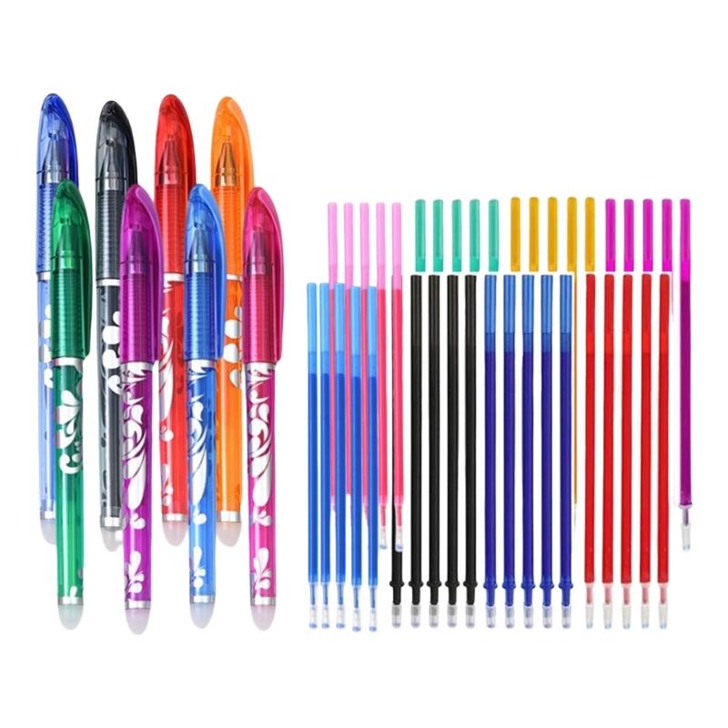 8 Colors Erasable Pen 0.5mm Gel Ink Pen Neutral Pen Quick-Drying Gel Pen with Refills School Supplies for Student
