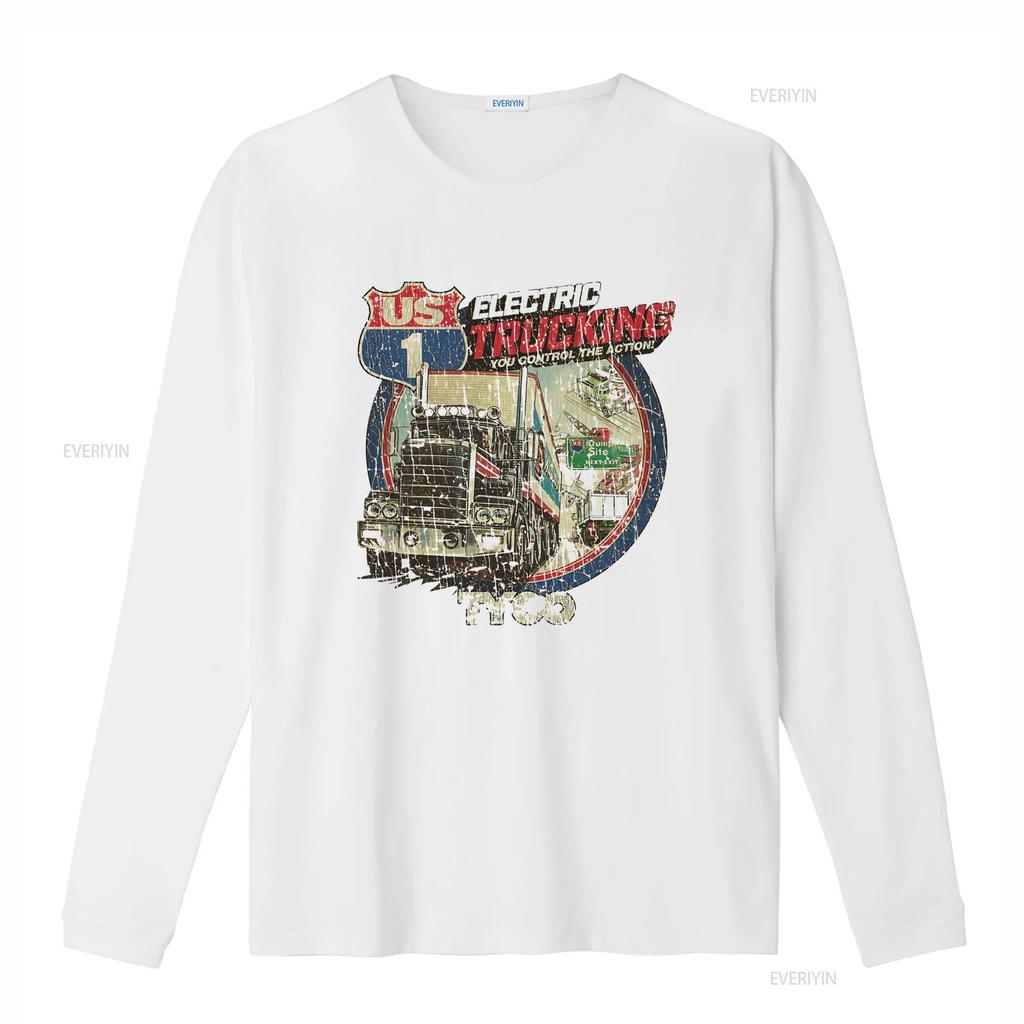 US 1 Electric Trucking 1981 Vintage Mens T Shirt Retro Truck Design Action Theme Durable Fabric vintage Washed Comfortable