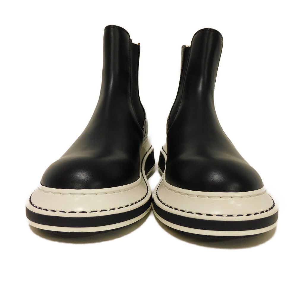 Used 12695 Chelsea Ankle Boots, L815S05X12, 7900, Size 37, Short Side Gore Calfskin, White Two-Tone, 9.4" Logo, Black,