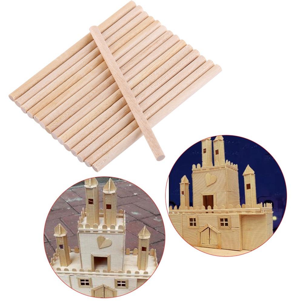 200pcs 1/8 X 3.94 Inch Round Wood Sticks Round Shape Hardwood Dowel Pins DIY Projects