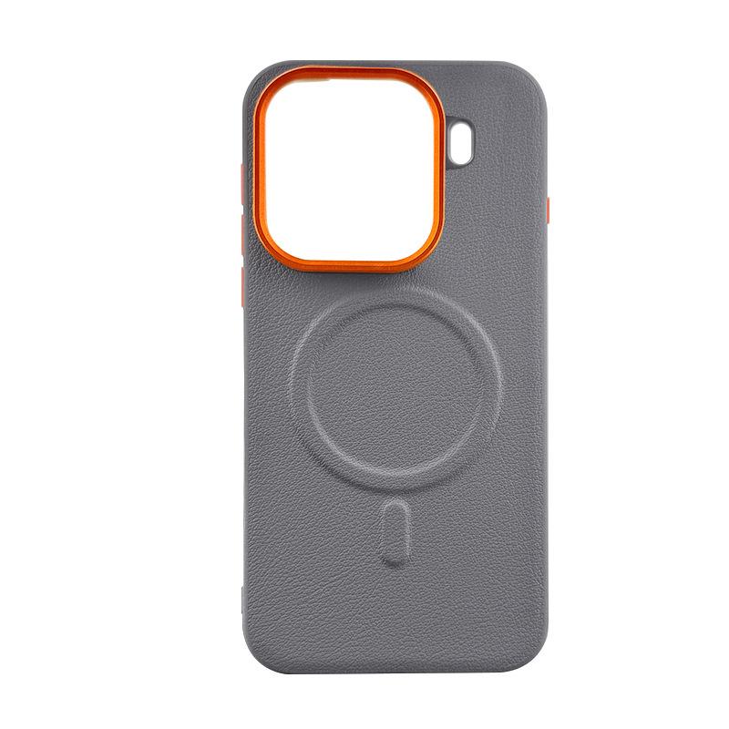 Funda de Teléfono Móvil de Cuero Liso con Succión Magnética FindX9 para Oppo Find X9 Pro Pantalla Curva+Lente de Metal+Carcasa Dura Integral