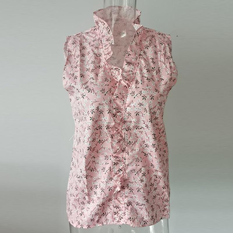 Sommer Herbst Neue Langarm Rüschen Casual Shirt Frauen Tops Vintage Print Elegante Plus Größe Bluse Frauen Mode Tasten Lose Weibliche Shirts 24662