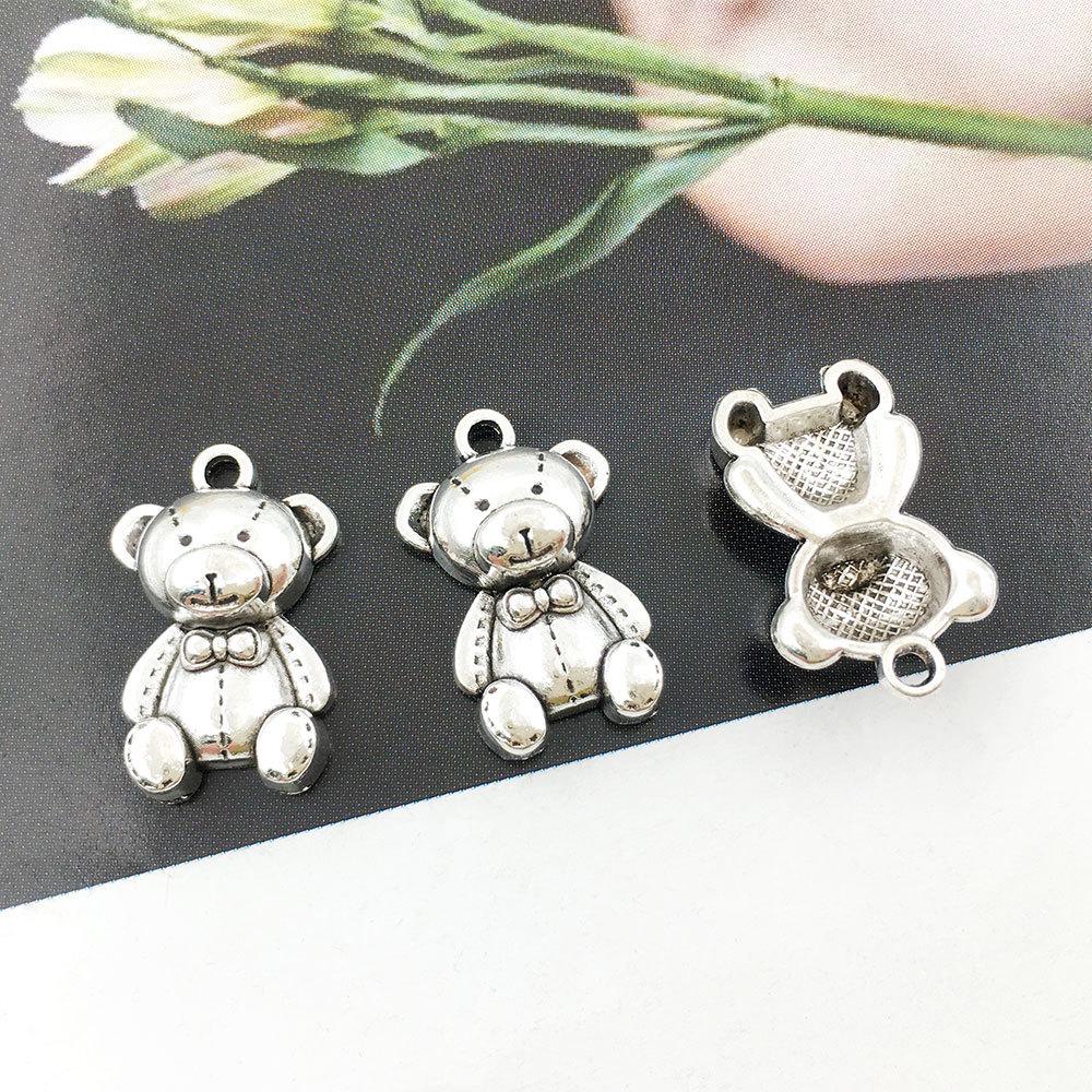 

3D Antique Silver Teddy Bear Pendant for DIY Earrings & Phone Charms