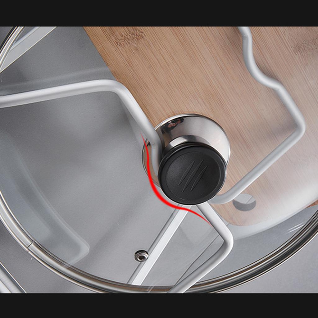 Pot Lid Holder Drilling Free Wall Mounted Space Saving Aluminium Hand Polishing Rustproof for
