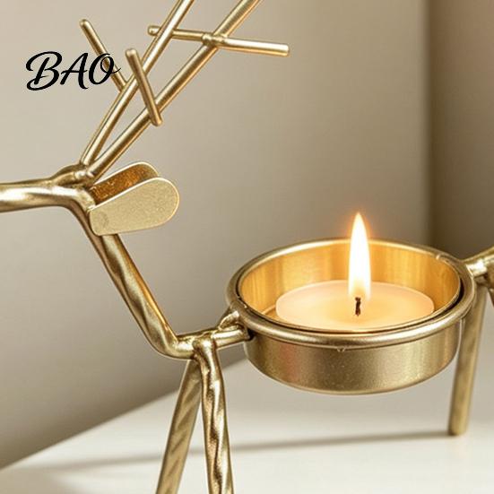 Durable Iron Craft for Bedroom Deer Shape Candle Holder, Metal Tealight Stand Dining Table Wedding Vintage Style Ornament Centerpiece, Decorative