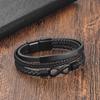 Stainless Steel Genuine Leather Men Bracelet Black/Brown Color Multi-Layers Accessories Jewelry for Male Female Couple Gift