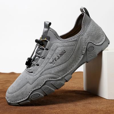 Handmade Leather Mens Tenis Masculino Casual Suede Leather Shoes Hot Sale Male Hiking Shoes Versatile Non-Slip Treking Footwear