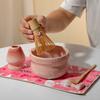 8pcs Authentic Japanese Tea Ceremony Set - Pink Ceramic Matcha Bowl with Whisk Stand
