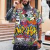 Fun Graffiti Street T-shirt 3D Printed Men's Hip Hop Summer Cool Tee shirt Casual Youth Popular Personality Short Sleeve Top