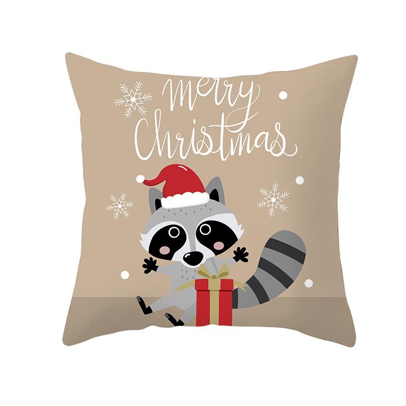 Cartoon Christmas Peach Skin Pillow Cover New Sofa Cushion Cover Square Cushion Pillow Cover