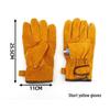 ZISIZ Outdoor Camping Wood Stove Heat Resistant Leather Gloves - Short