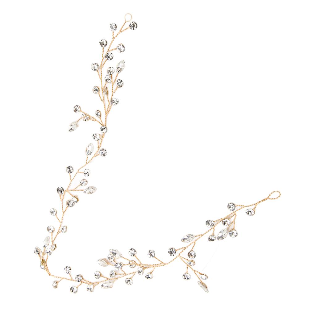 Bride Wedding Rhinestone Hair Vine Classic Simple Bridal Hair Piece Hair Accessories for Women and Girls Gold