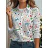 Women's Casual Geometric Print Button-Up Shirt - Long Sleeve Collared Top with Playful Star & Heart Patterns
