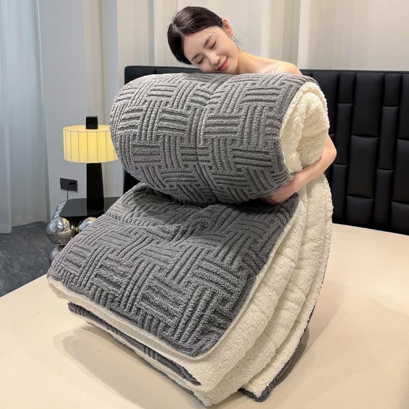 Solid color Tafu velvet jacquard quilt core autumn and winter quilt warm velvet simple wind thick quilt