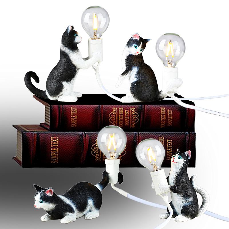 Black Cat Lamp Nordic Creative Living Room Bedroom Clothing Store Decorative Animal Lamp Mini Catlamp Small Night Lamp