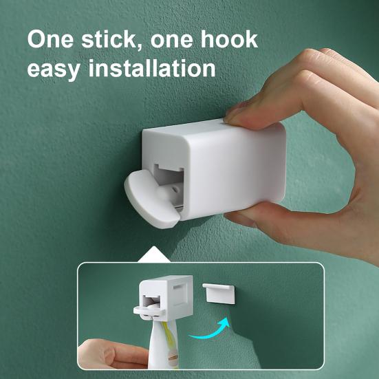 Toothpaste Squeezer Wall Mount Toothpaste Tube Holder No Drill Adhesive Clamp Organizer for Bathroom Countertop