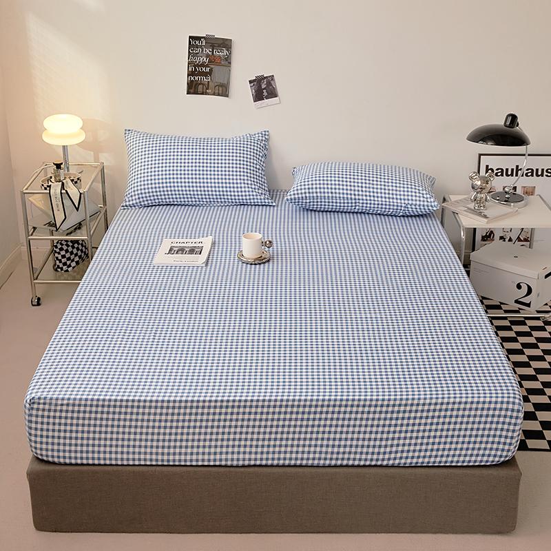 

Washed Cotton Mattress Covers with Elastic Band Solid Color Fitted Sheet Soft Comfort Mattress Protector Queen King Size Bed 1pc 150x200x28cm