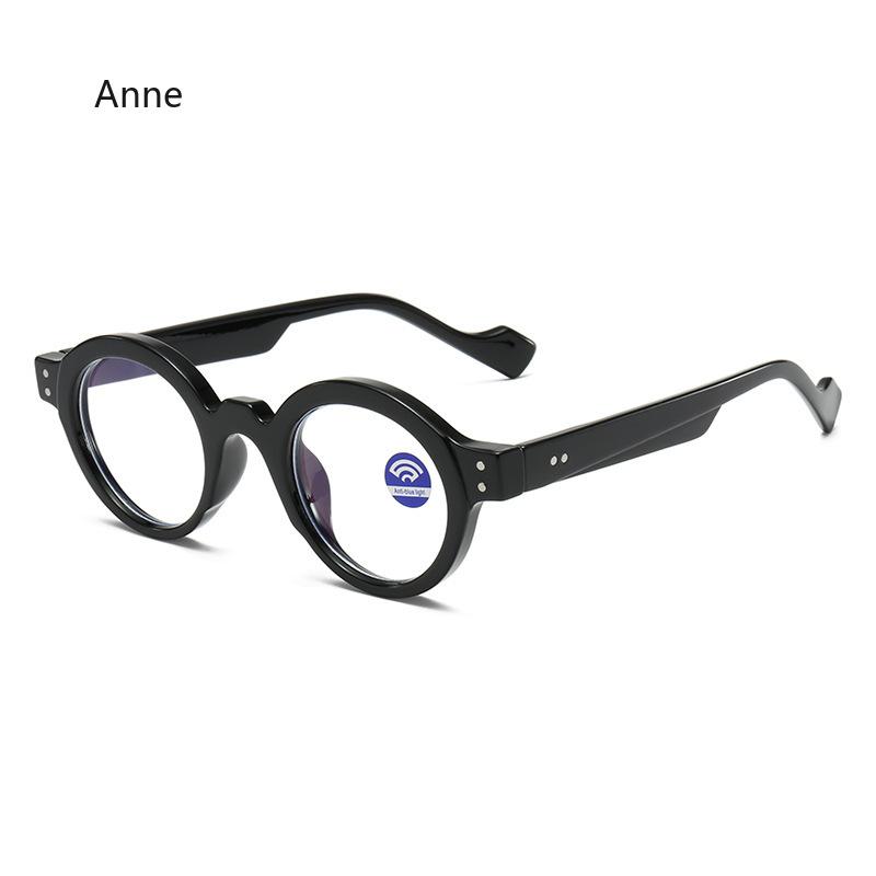 Anti-Blue Light Spring Hinge TR90 Retro Rivets Round Glasses Frames Fashion Computer Optical Eyeglasses Gafas Hombre