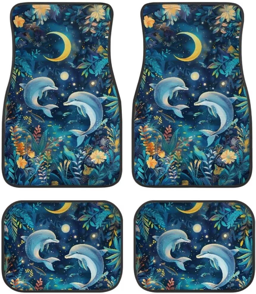Van Car Interior Accessories 4-Piece Car Protector Mat Highland Cow Sunflowers Print All Weather Car Floor Mats Universal Fit Automotive SUV Sedan