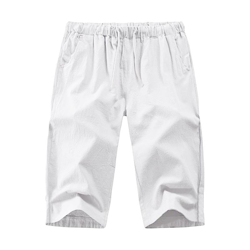 Men Summer Loose Linen Blend Straight Leg Cropped Pants M