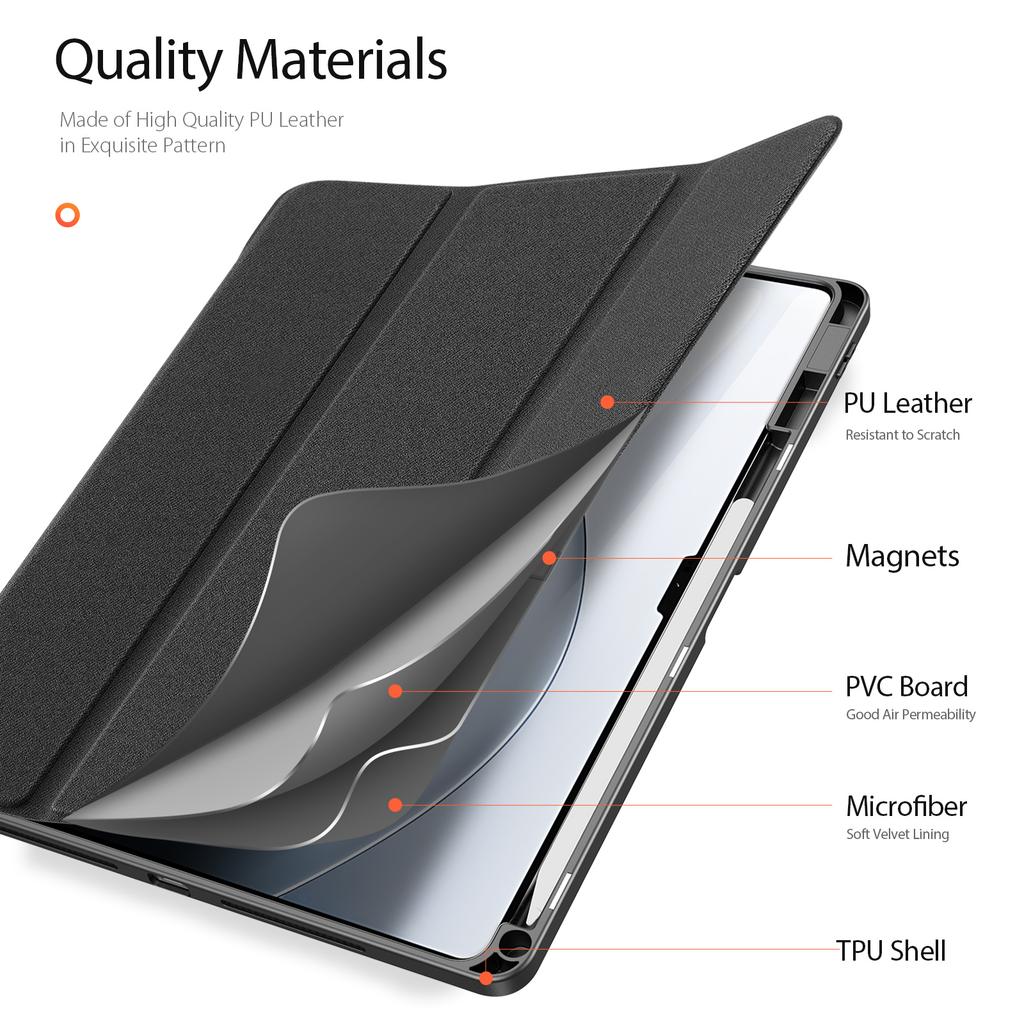 For Xiaomi Pad 7 Ultra Case DUX DUCIS Domo Series Tri-fold Stand PU Leather Tablet Cover
