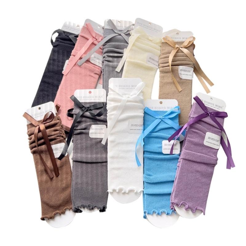 Knit Winter Warm Leg Warmers Long Socks Boot Cuffs Ribbed Leggings Stockings Bowknot Knee Warmers Sleeve