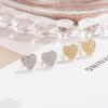 Flash Diamond Love Hear Stud Earrings Small Niche Earrings for Women