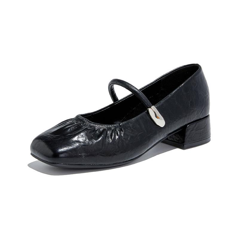 First layer sheepskin insole Mary Jane shoes women's 2025 autumn new pleated fashion single shoes women's casual ballet women's shoes