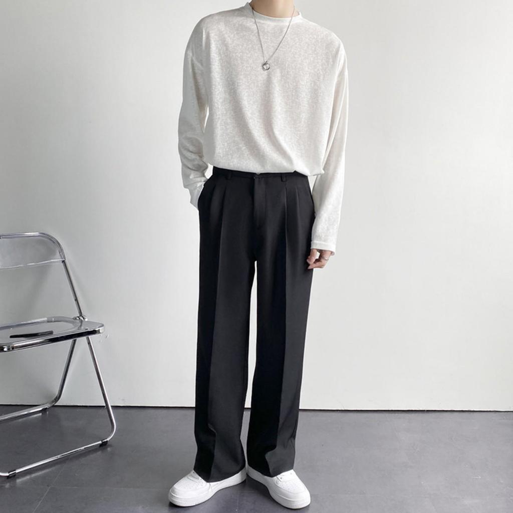 Pantalones de negocios casuales de color sólido holgados y rectos para hombre Pantalones casuales para hombre