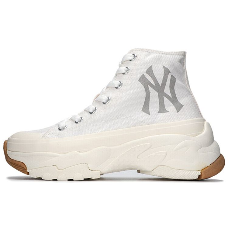 MLB Chunky High Top Lace Up Slip Resistant Durable Canvas Shoes Unisex Sneakers White 32SHU1111-50I