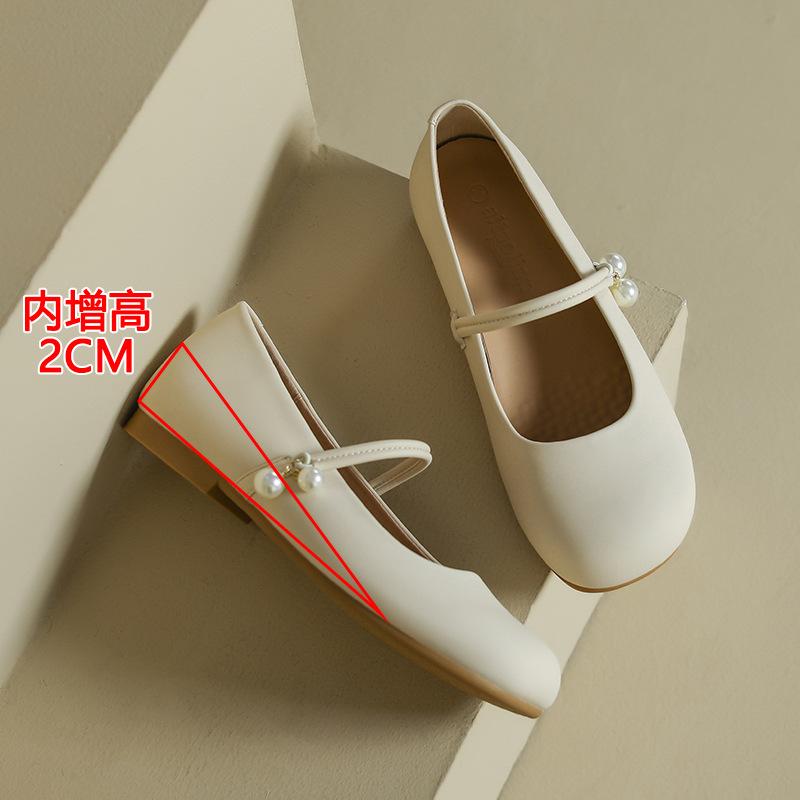 

Туфли Мэри Джейн на скрытой платформе, женские туфли-балетки на плоской подошве, увеличивающие рост, женские туфли для беременных 40 абрикосовый