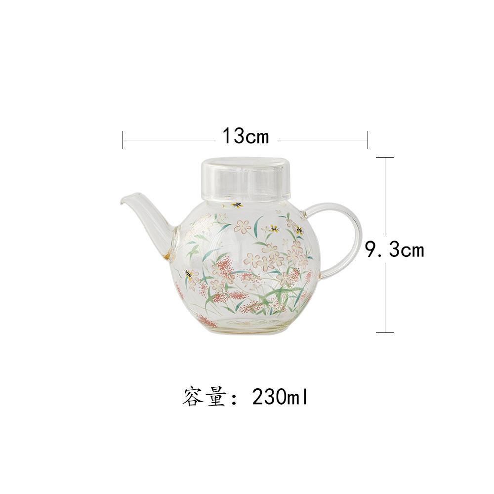 

230ml Blooming Flower Glass Teapot Japanese Tea Infuser Pot Tea Maker Kettle with Filter Tea Ceremony Accessories Collection