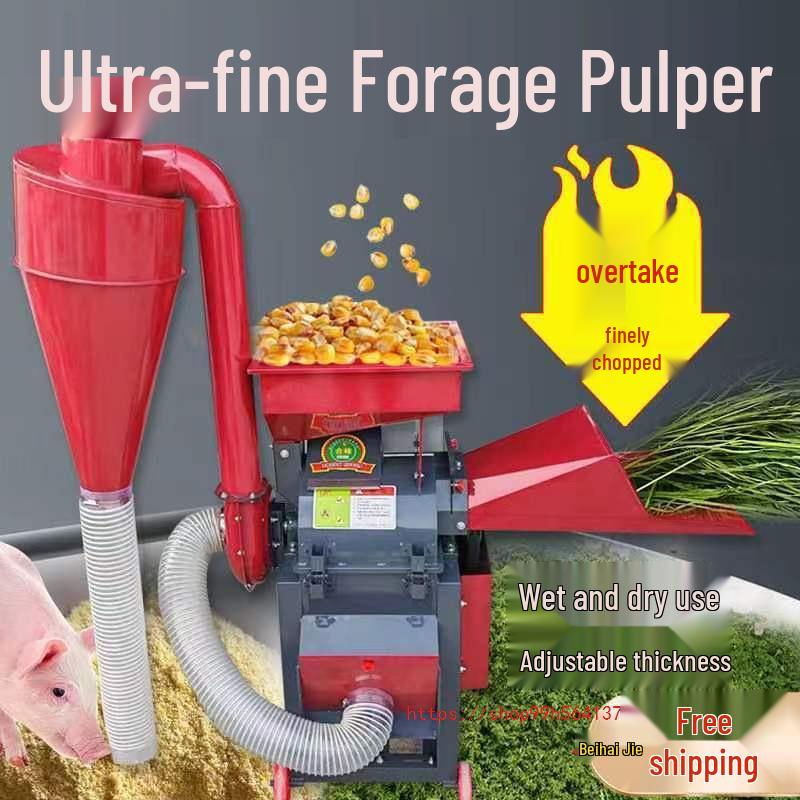 Ultra-fine Forage Pulper & Crusher for Corn Stalks and Green Grass - Dual Wet/Dry Use for Pig and Chicken Farming