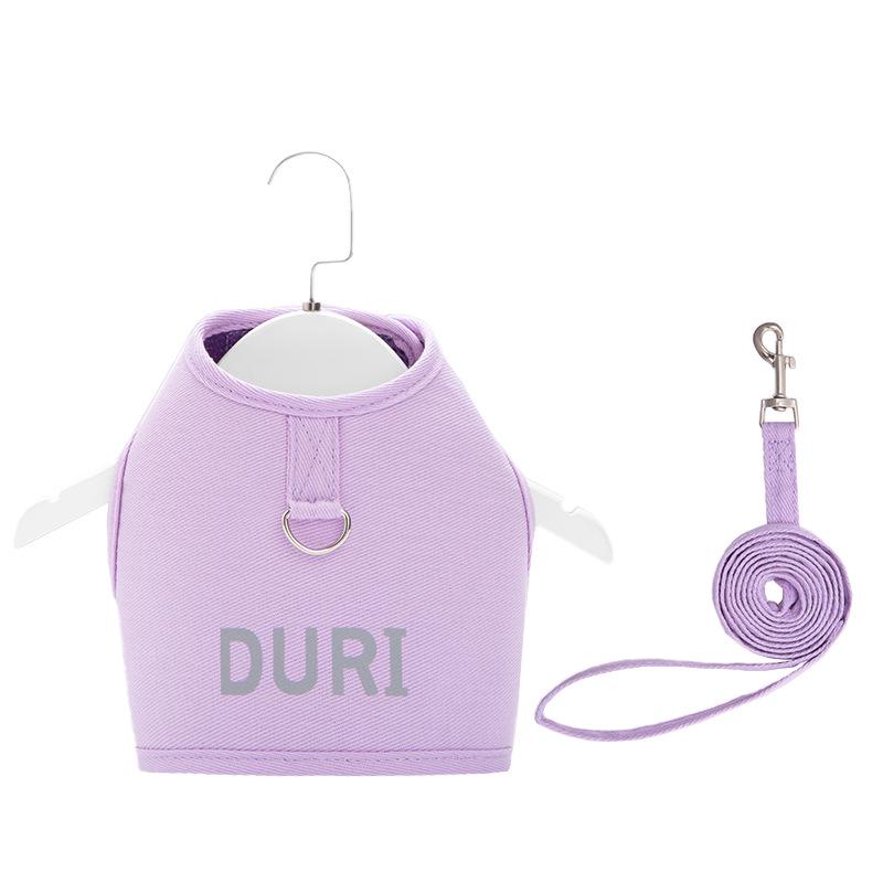 Anti-slip Polyester Cat Dog Chest Strap Leash Four Seasons Universal Breathable Fashion Pet Traction Set 5 Colors
