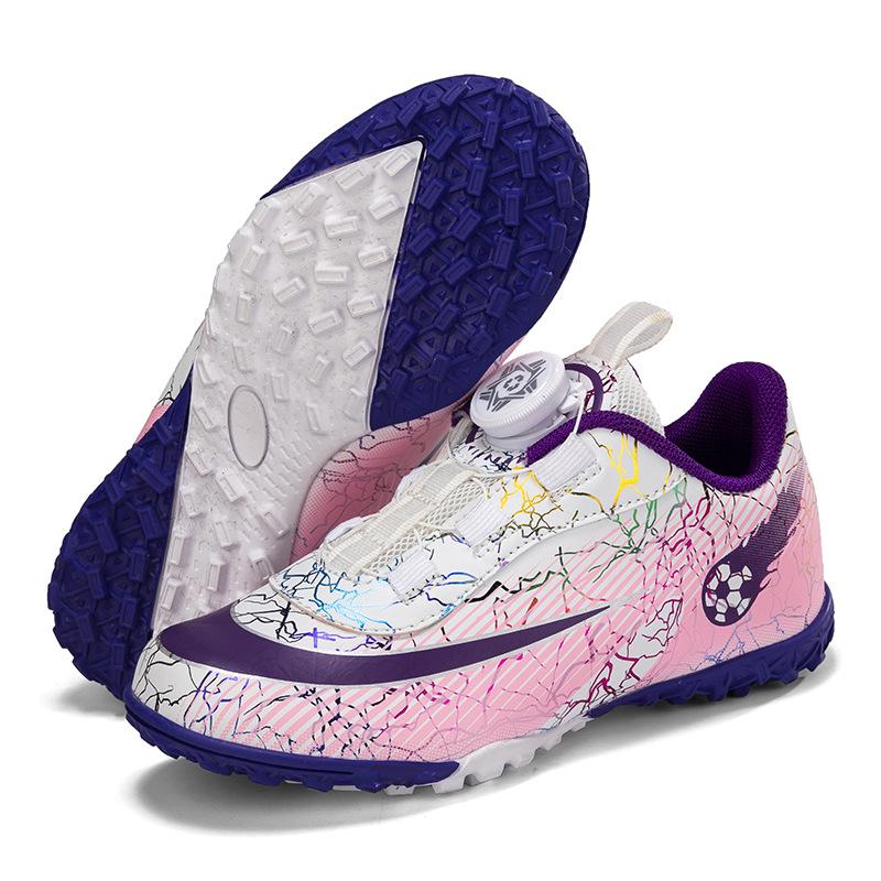 2025 New Autumn Children's Football Shoes Boys Special Rotating Button Girls Primary School Students Tf Broken Nail Sneakers