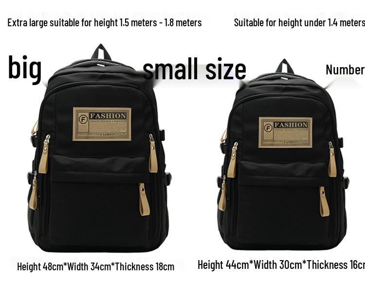 Fashionable Water-Repellent Student Backpack: Trendy High-Capacity Design for Couples