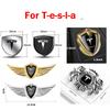 3D Metal Car Body Fender Emblem Shield Stickers Decor Valve Cap For Tesla Model 3 P100D Model S Y X P85D P75D Roadster Invader