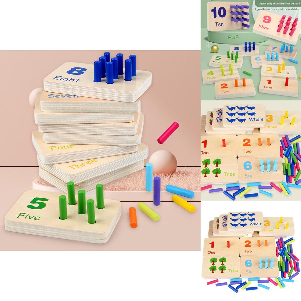 Wooden Montessori Math Learning Stick Color Recognition Matching Board Educational Toy For Early Childhood