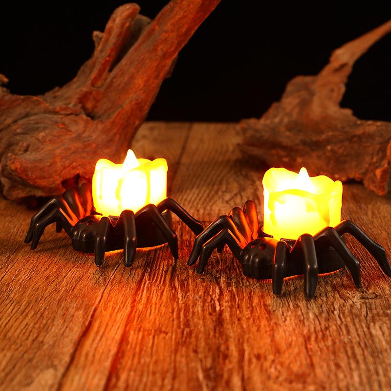 Halloween Pumpkin Lantern Atmosphere Decoration Props LED Electronic Candle Lamps Glowing Spider Night Lights Ornaments