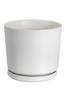 Ekirlin Flower Ceramic with with Potted Indoor 14cm Pot, Pot, Planter, No. 5, Saucer, Holes, White, Stylish, Pot, Plant, Interior, Room, Office,