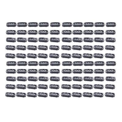 100pcs 2.3cm U Shape Wig Clips 6 Comb Teeth Stainless Steel Black Wig Accessories Snap Comb Clips for Hair Extension