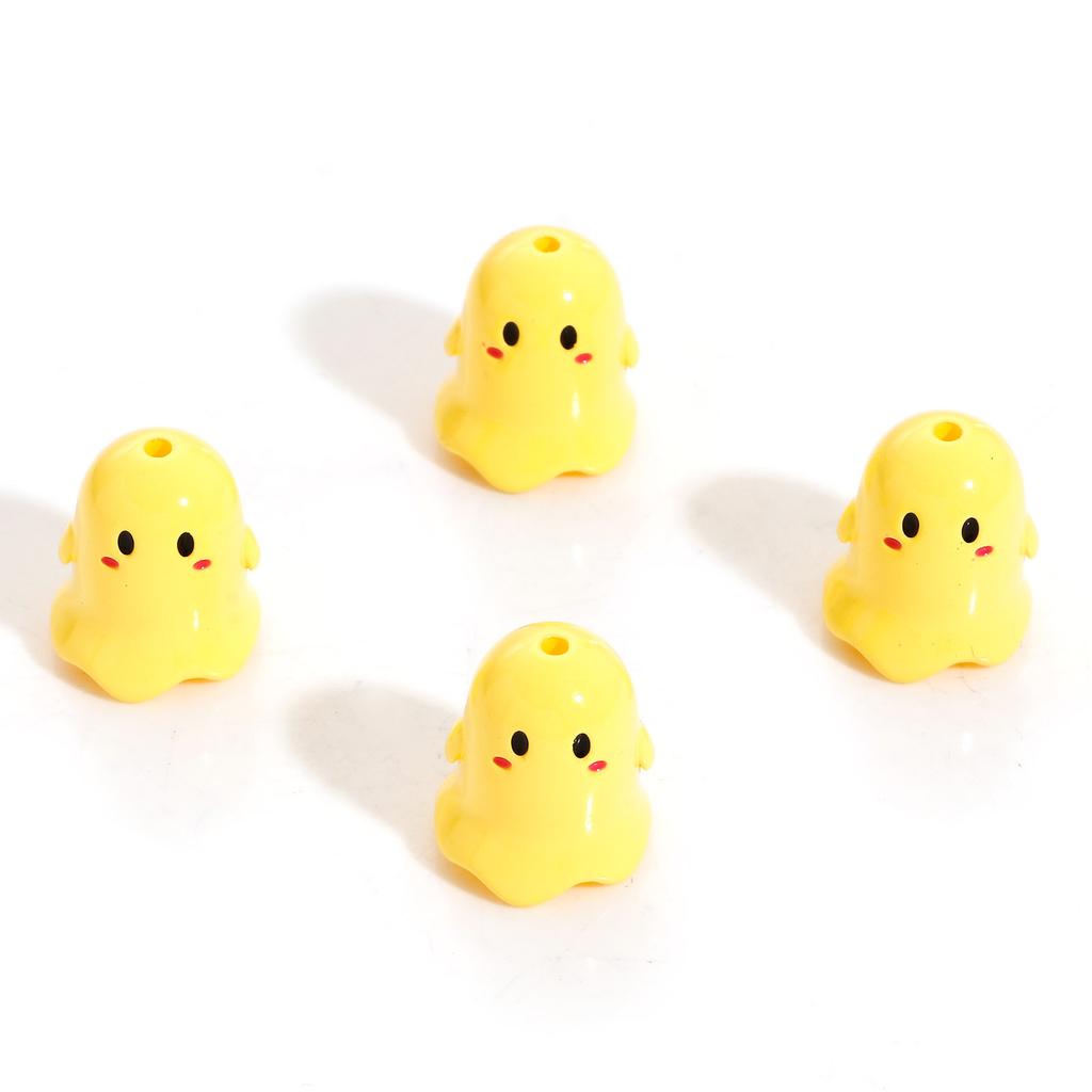 Colorful Acrylic Beads Halloween Ghost Bead For DIY Charm Jewelry Making Findings About 17mm x 15mm, Hole: Approx 1.8mm, 5PCs