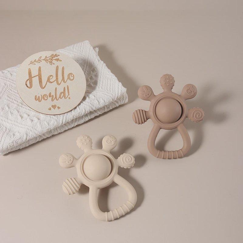 New Teething Silicone Palm Rattle Teether Bunny - Safe Baby Chew Toys For Soothing Sore Gums