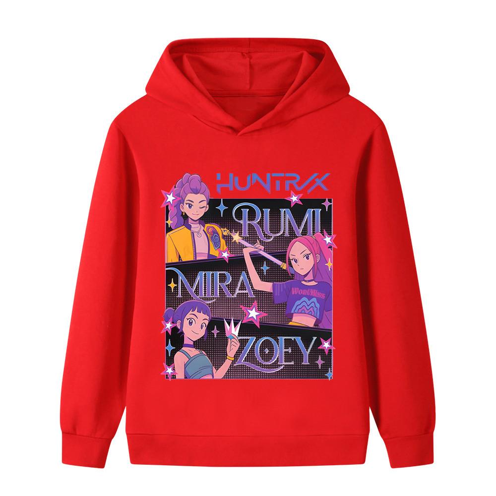 B1225 Kids Boys Girls Kpop Rumi Zoey Mira Print Long Sleeves Hoodie