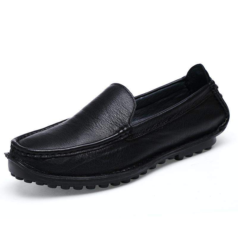 526 Men'S Shoes Leather Shoes One Pedal Flat-Soled Handmade Casual Shoes Spring Low-Top Feet Leather Single Shoes