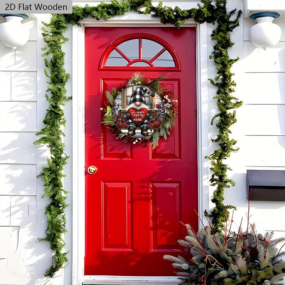 Rustic Christmas Wooden Sign with Adorable Gnome Pattern - Romantic Artwork for Front Door, Wall Hanging Decor - Ideal Christmas Decoration