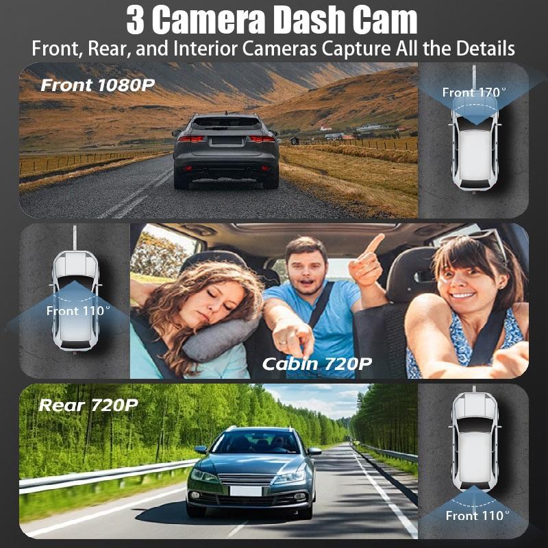 3kanálové nahrávání se současným zobrazením tří objektivů, HD palubní kamera s WiFi a připojením k chytrému telefonu.