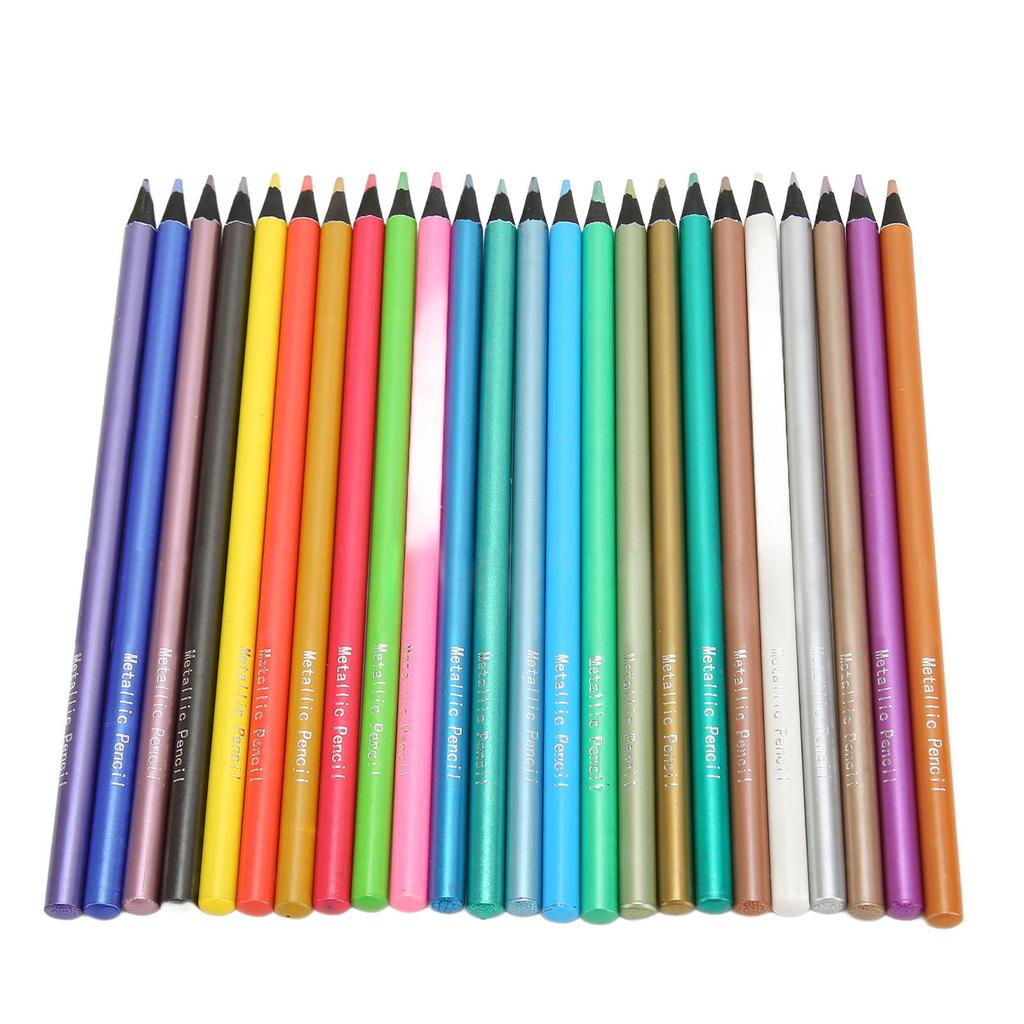 24pcs Colored Pencils 24 Color Metallic Wooden Barrel Coloring Pencils for Doodling Handbook Drawing